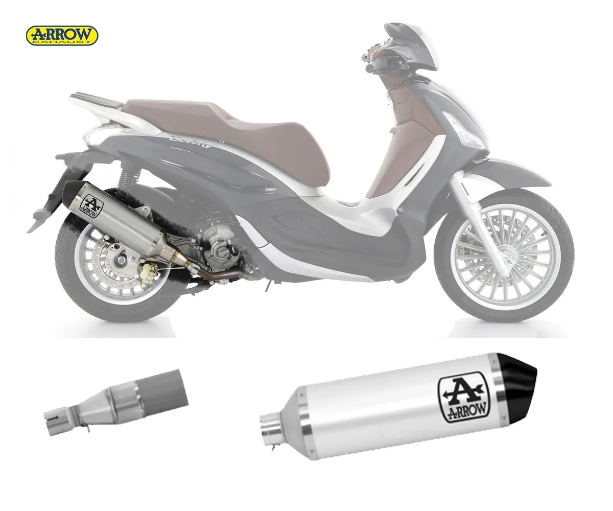 Terminale Scarico + Tubo Kat Arrow Urban Black Steel Cap Alluminio Piaggio Beverly 300 Hpe 2021-53539AN--53088KZ-242038
