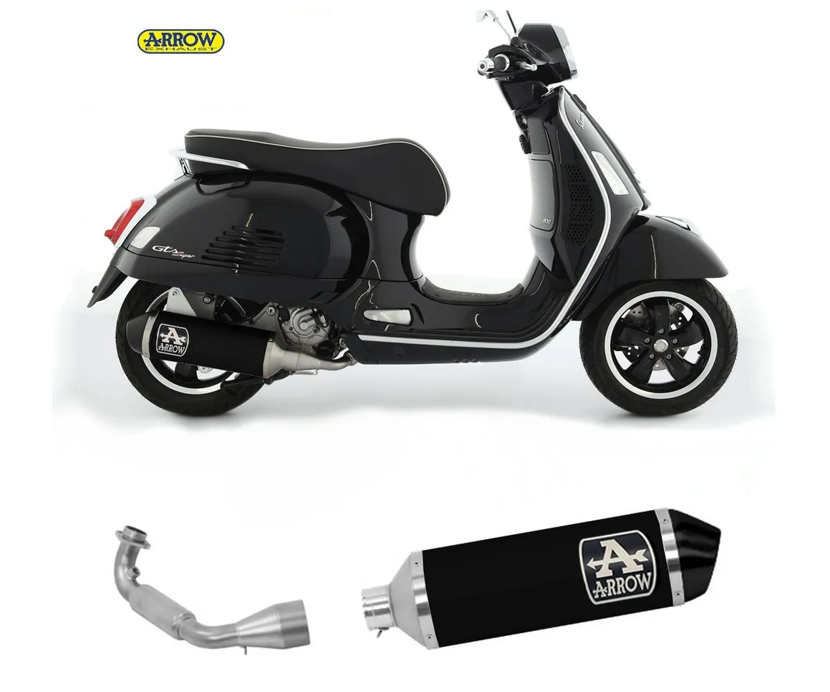 Scarico Completo Kat Arrow Urban Alluminio Nero Piaggio Vespa Gts 300 Hpe 2021 > 2023-53536ANN--53083KZ-290045