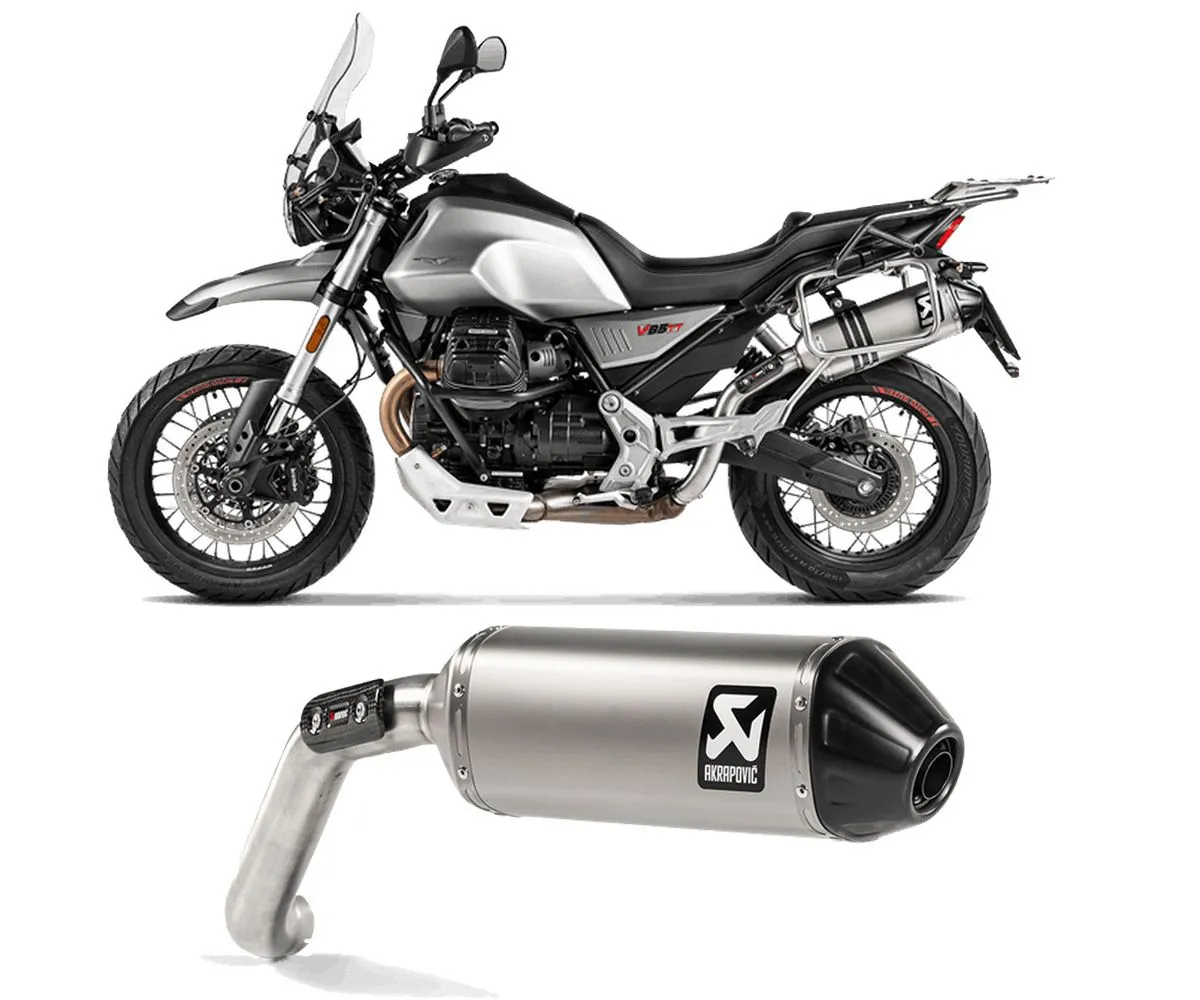 Terminale Di Scarico Akrapovic In Titanio Per Moto Guzzi V85 Tt 2021 > 2024-S-MG8SO2-HFTT-290437