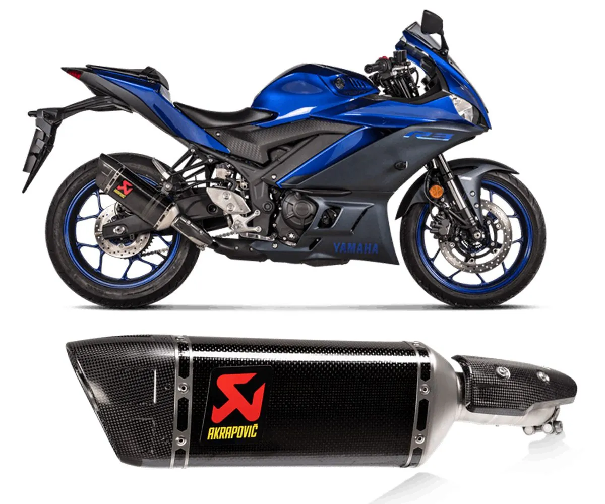Terminale Di Scarico Akrapovic In Carbonio Per Yamaha Yzf R3 2022 > 2024-S-Y3SO5-HAPC-290450