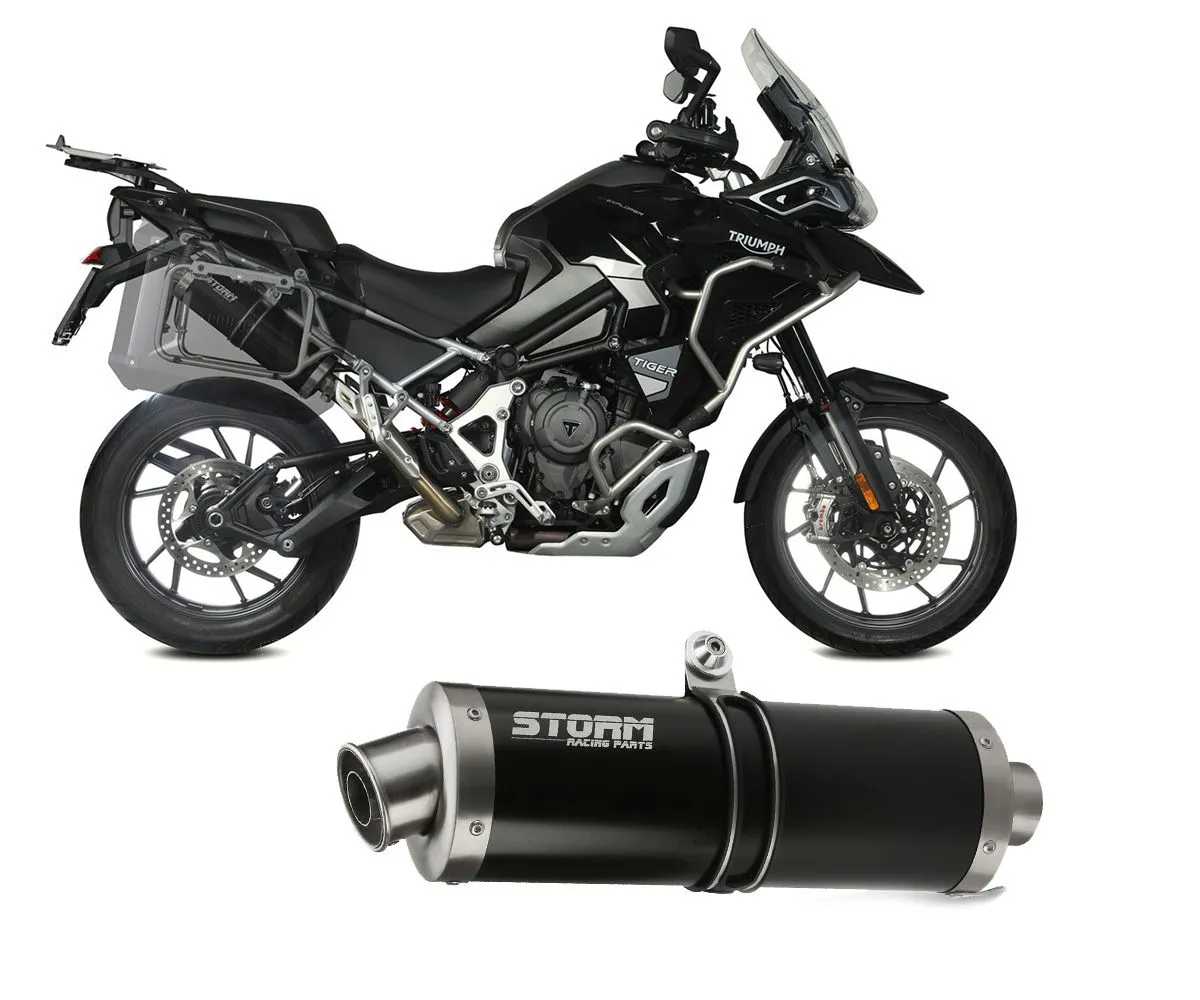 Terminale Di Scarico Oval Storm Black Inox Per Triumph Tiger 1200 Gt/rally 2021 > 2024-74.T.023.LX1B-289582