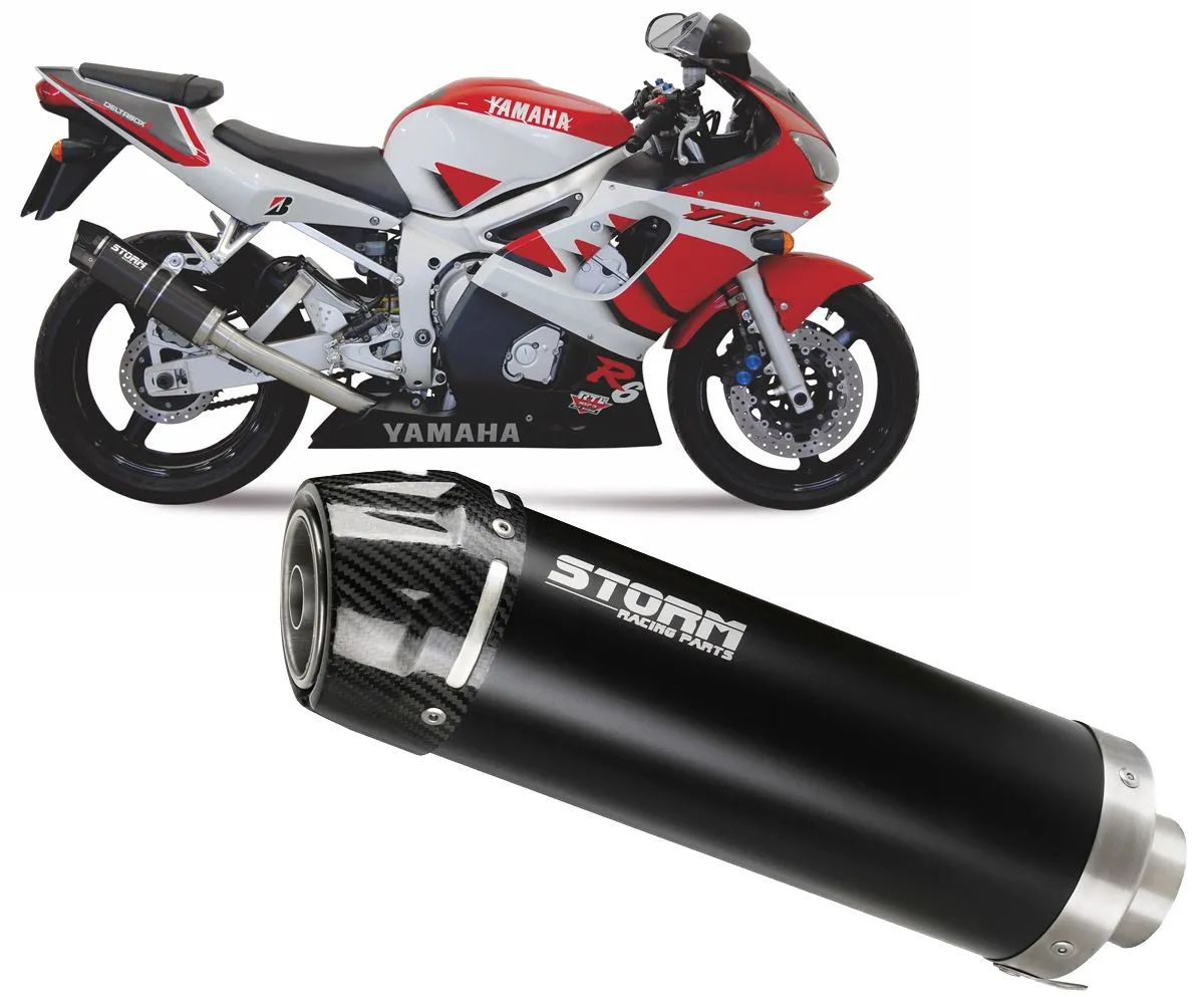 Terminale Di Scarico Storm Gp Nero Coppa In Carbonio Per Yamaha Yzf 600 R6 1999 > 2002-74.Y.003.LXSBC-388628
