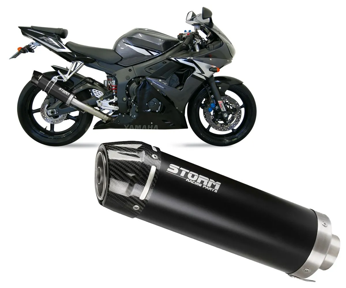 Terminale Di Scarico Storm Gp Nero Coppa In Carbonio Per Yamaha Yzf 600 R6 2003 > 2005-74.Y.013.LXSBC-388630