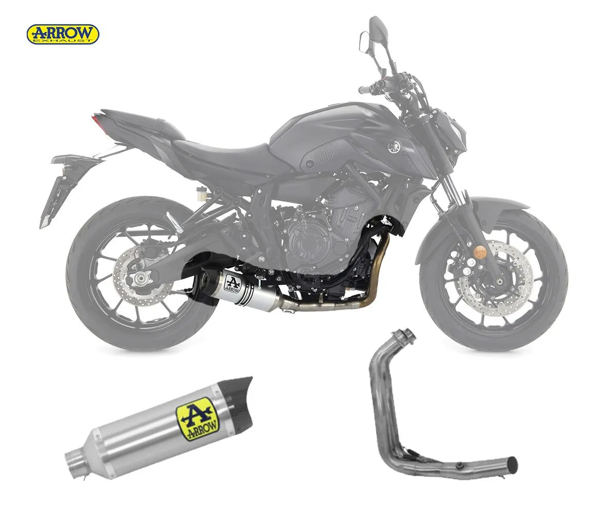 Scarico Completo Arrow Thunder Carbon End Cap Alluminio Yamaha Mt-07 2021 > 2024-71930AK--71758MI-241507