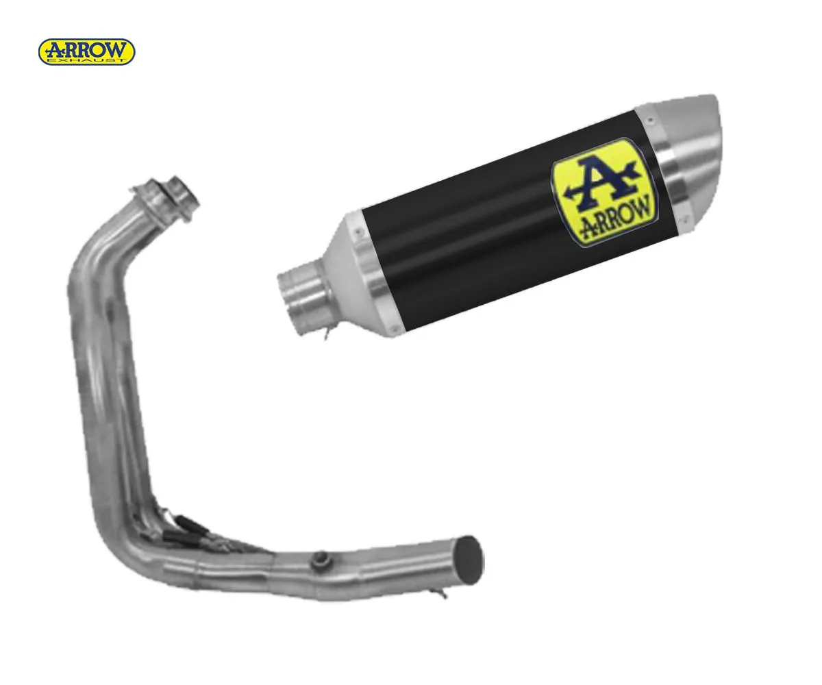 Scarico Completo Arrow Thunder Steel End Cap Alluminio Nero Yamaha Mt-07 2021 > 2024-71930AON--71758MI-241513