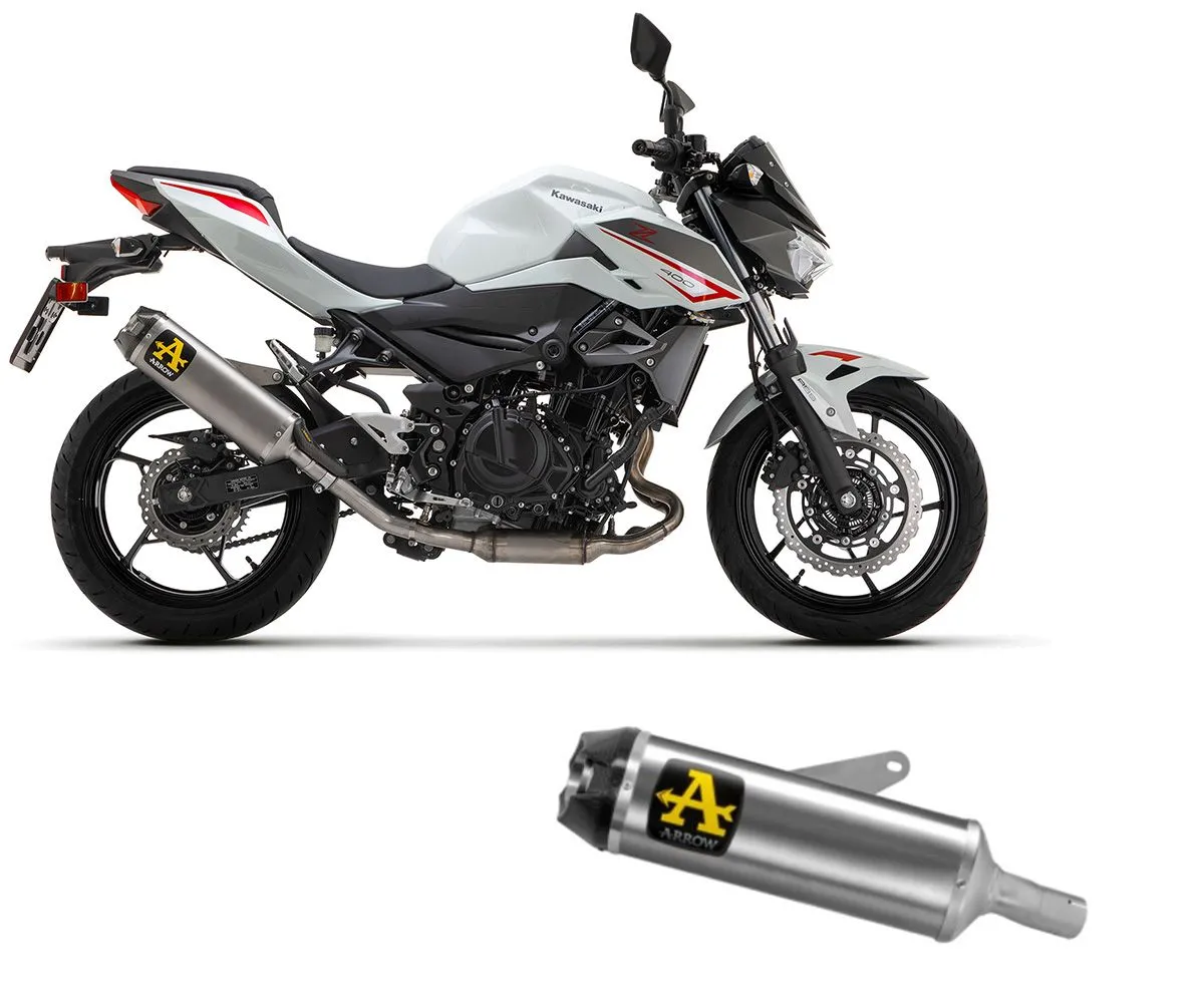 Terminale Di Scarico Arrow Indy Race Carbon End Cap Titanio Per Kawasaki Z 400 2023 > 2024-71950PK-297105