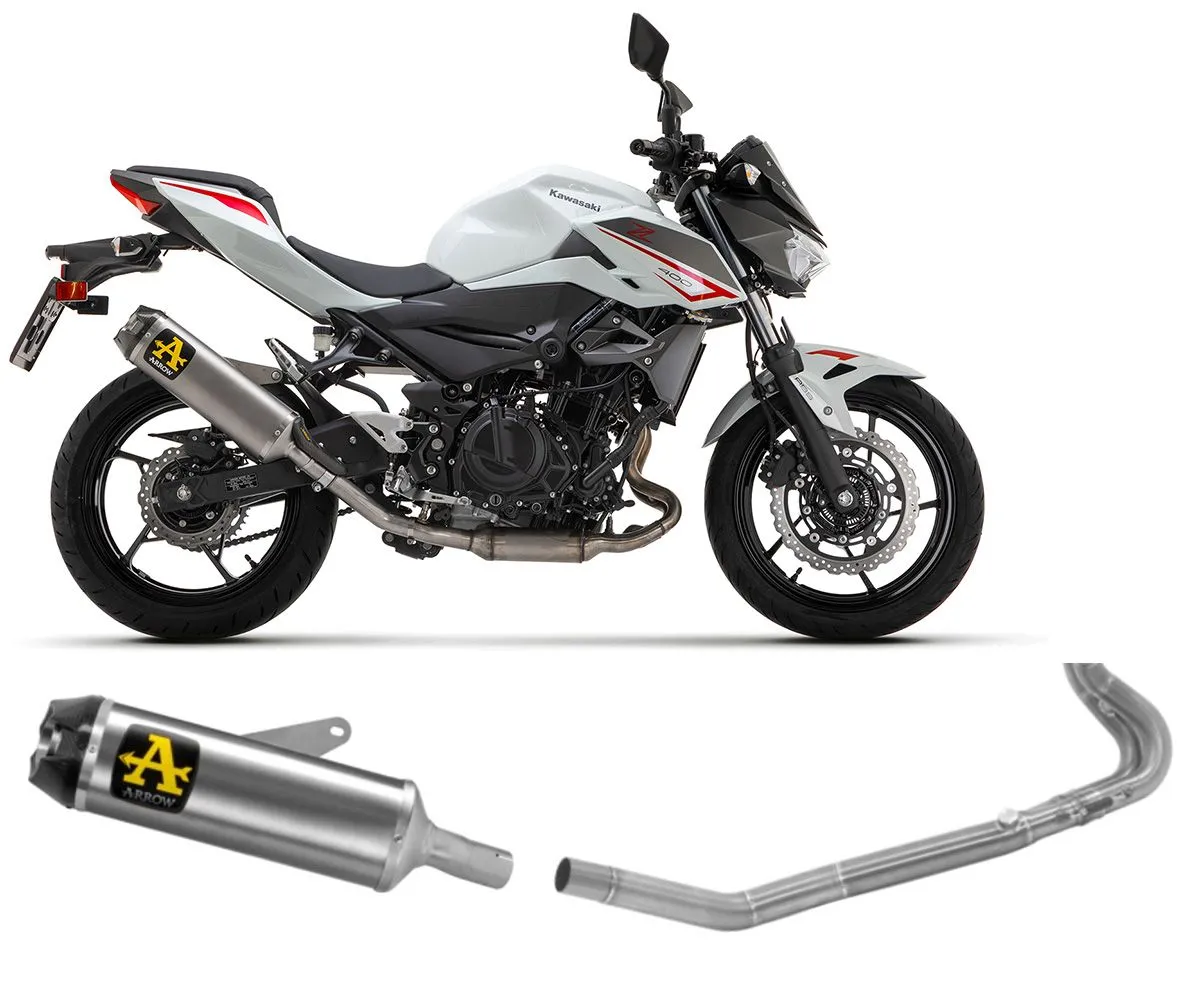 Terminale Di Scarico Arrow Indy Race Carbon Titanio+collettore Kawasaki Z 400 2023 > 2024-71950PK--71775MI-297108