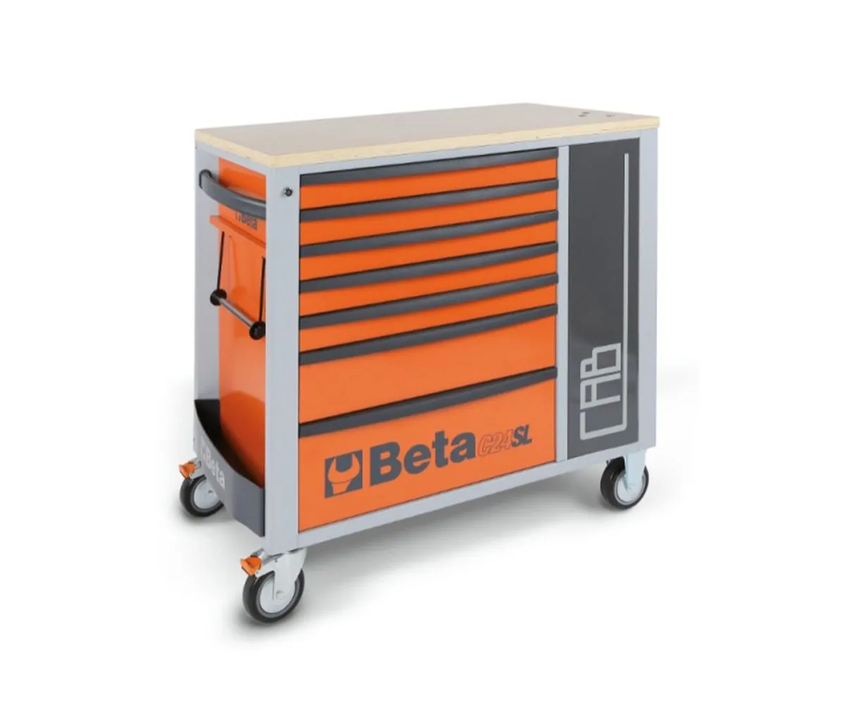 Cassettiera Mobile Beta Arancione Con 7 Cassetti E Armadietto Porta-oggetti-C24SL-CAB/O-249133