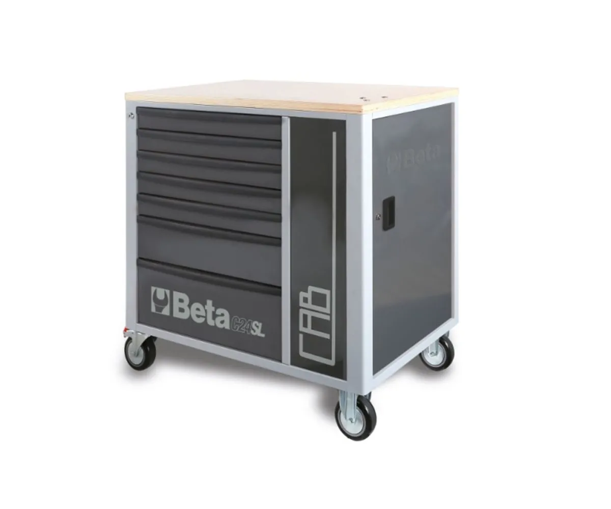 Cassettiera Mobile Beta Grigio Con 7 Cassetti E Armadietto Porta-oggetti-C24SL-CAB/G-249134