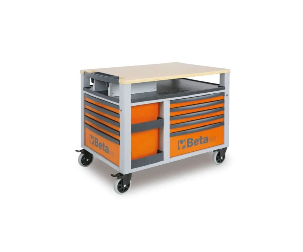 Carrello Beta Supertank Arancione Con Piano Di Lavoro E 10 Cassetti-C28-O-249136