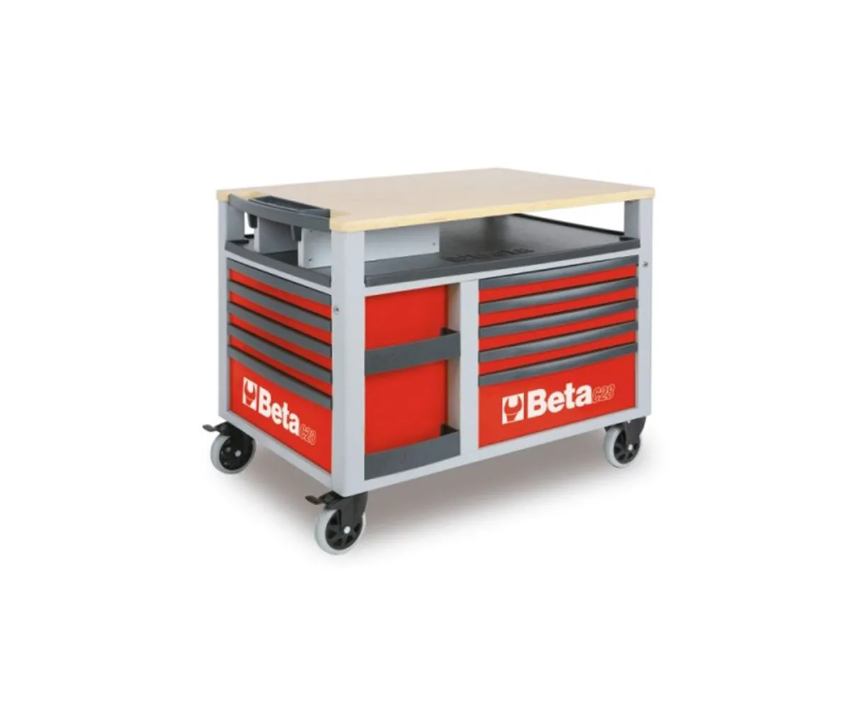 Carrello Beta Supertank Rosso Con Piano Di Lavoro E 10 Cassetti-C28-R-249138