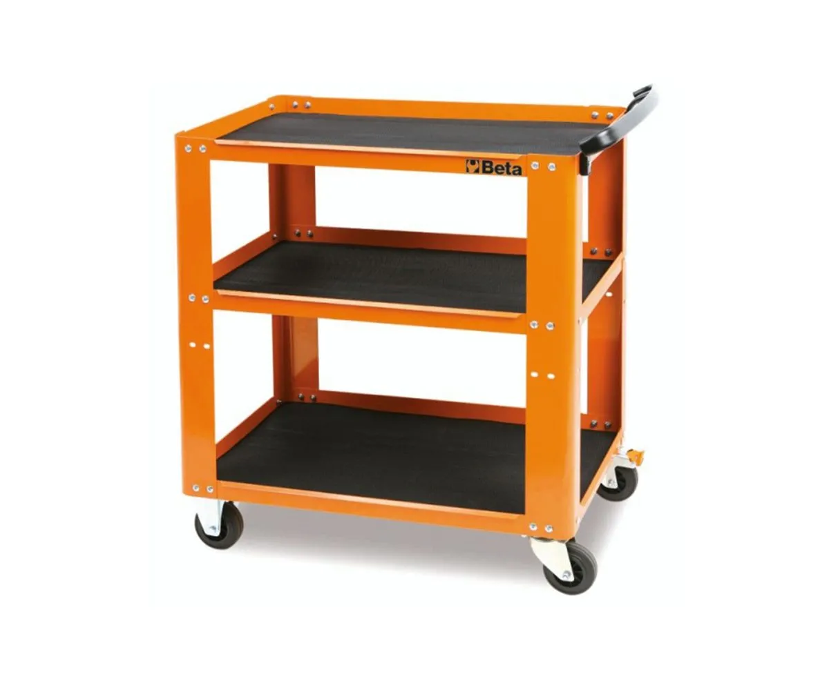 Carrello Arancione Beta 21 Kg Con 3 Ripiani In Gomma Millerighe Antiscivolo-C51-O-249209