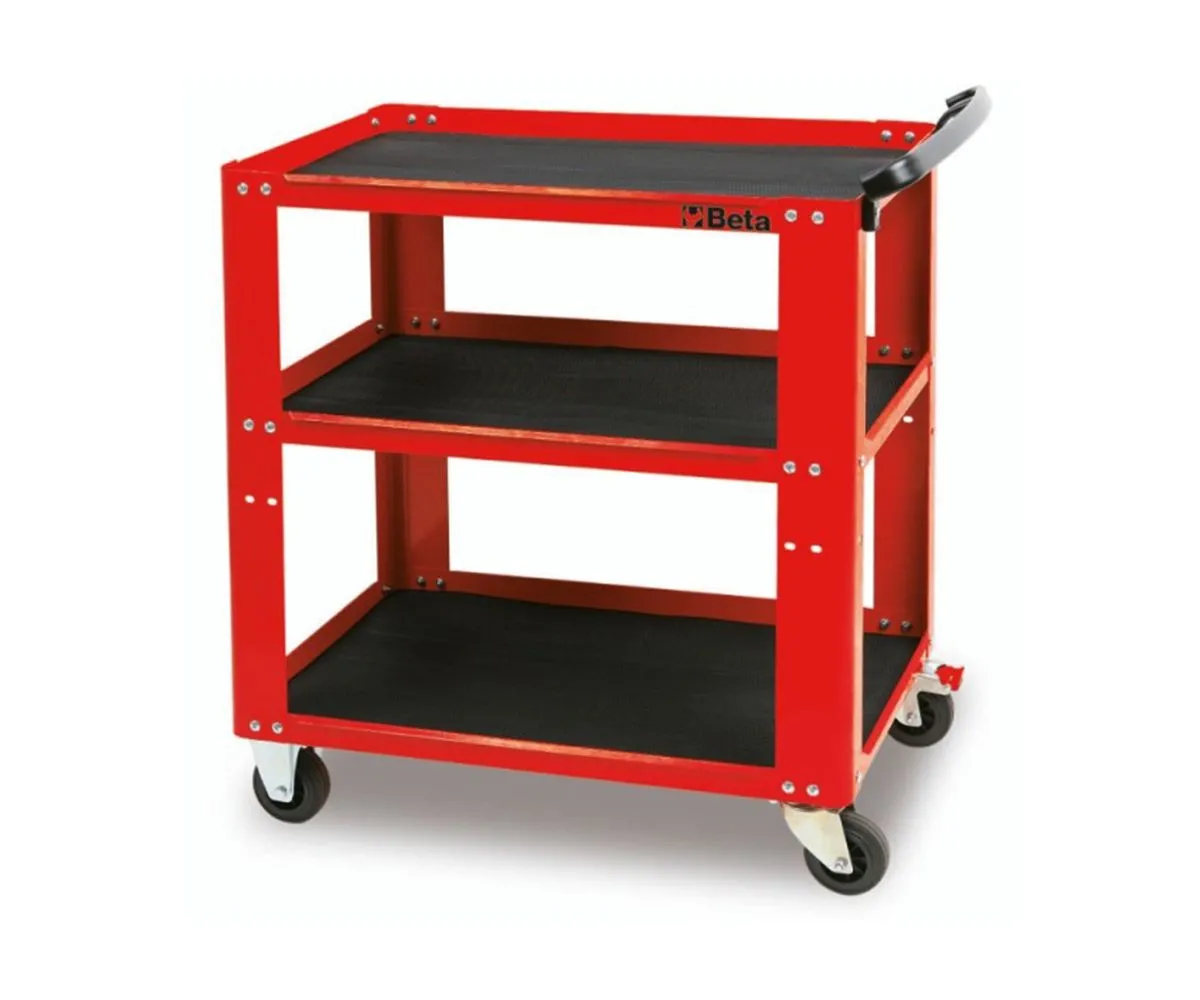 Carrello Rosso Beta 21kg 3 Con Ripiani Ricoperti In Gomma Millerighe Antiscivolo-C51-R-249211