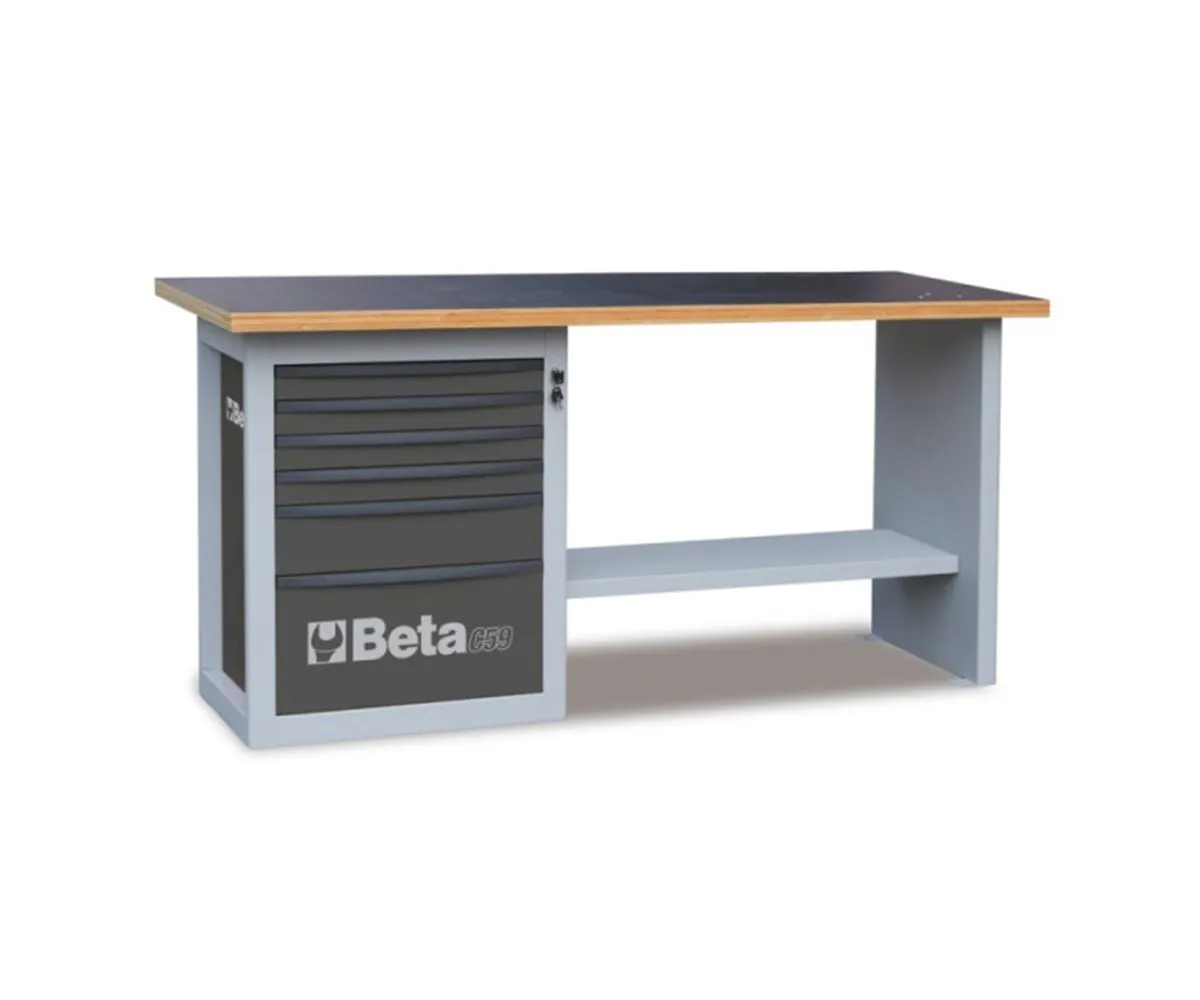 Banchi Beta Da Lavoro Endurance 115kg Grigio Con 1 Cassettiera Da 6 Cassetti-C59A-G-249204