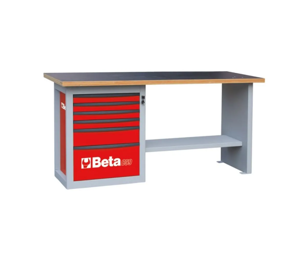 Banchi Beta Da Lavoro Endurance 115kg Rosso Con 1 Cassettiera Da 6 Cassetti-C59A-R-249205