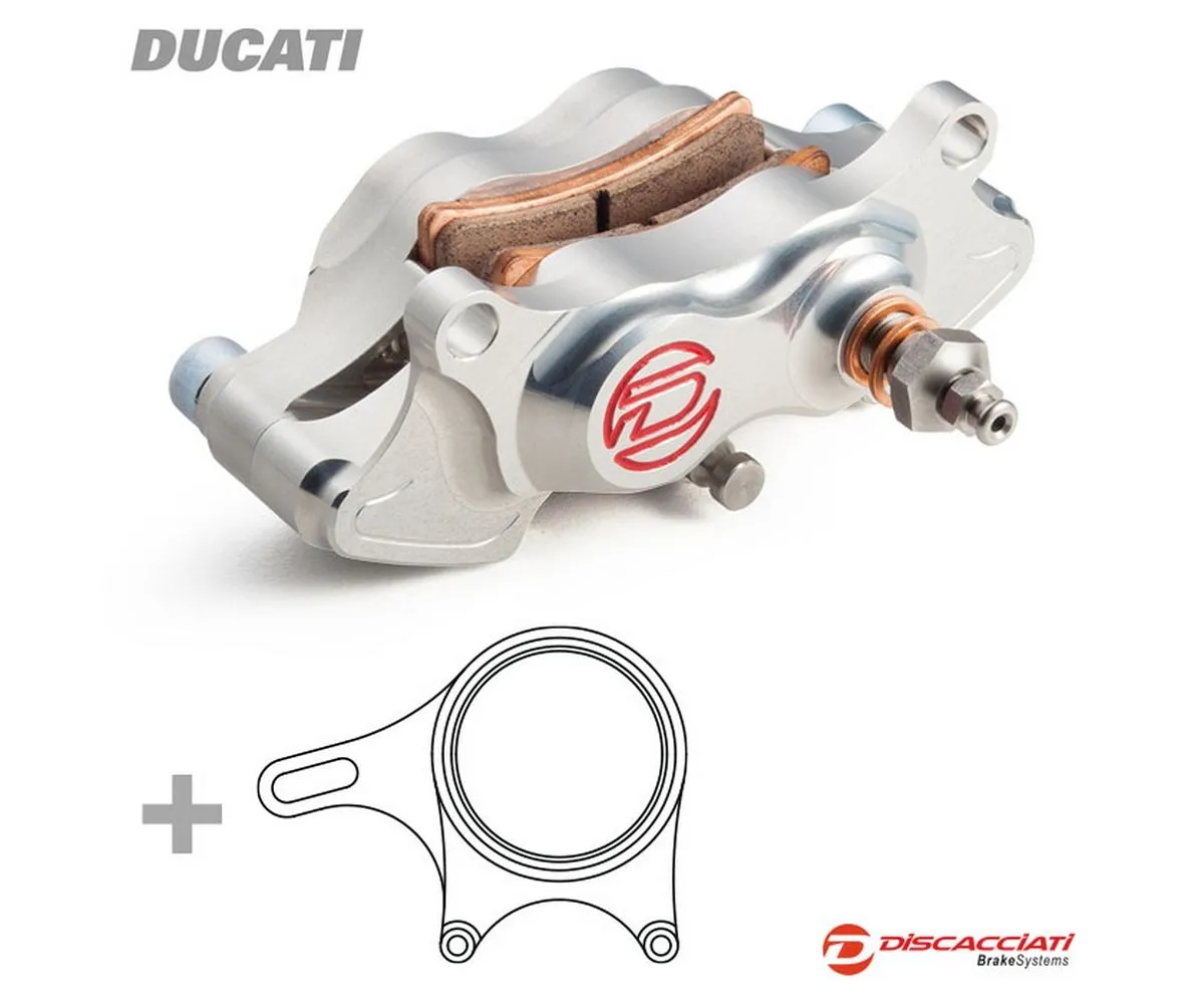 Kit Pinza Freno Posteriore Discacciati 4 Pistoni ø22 + Disco ø210 + Supporto Ducati 848/1098 Silver-FDKP102S-246468