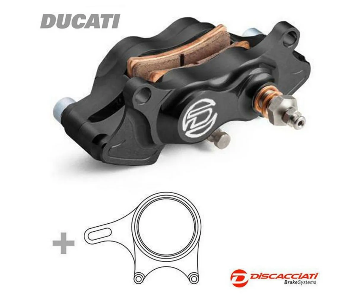 Kit Pinza Freno Posteriore Discacciati 4 Pistoni ø22 + Disco ø210 + Supporto Ducati 848/1098 Nero-FDKP102N-246469