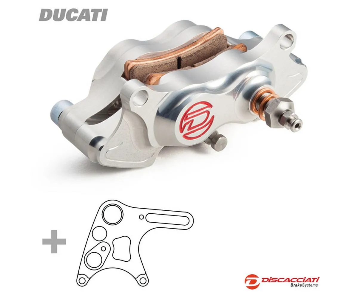 Kit Pinza Freno Posteriore Discacciati 4 Pistoni ø22 + Supporto Ducati Paul Smart/sport Classic Anodizzato Silver-FDKP104S-246472