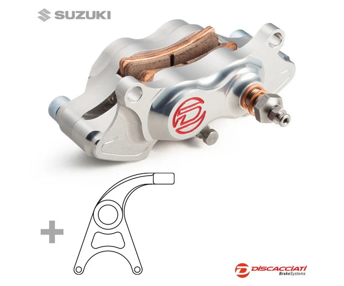 Kit Pinza Freno Posteriore Discacciati 4 Pistoni ø22 + Supporto Anodizzato Silver Suzuki Gsxr 1000 2007 > 2011-FDKP502S-246477