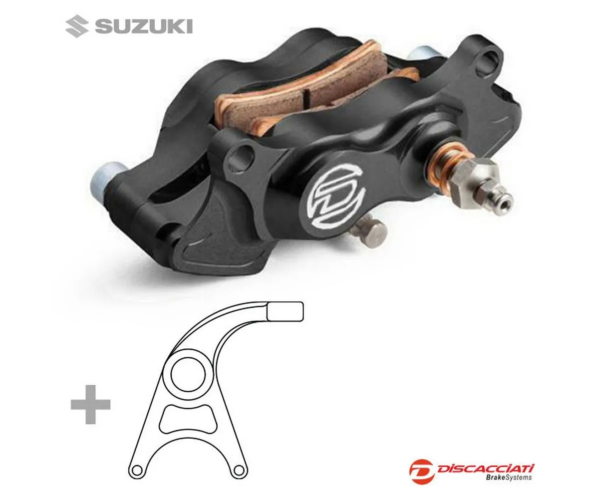 Kit Pinza Freno Posteriore Discacciati 4 Pistoni ø22 + Supporto Anodizzato Nero Suzuki Gsxr 1000 2007 > 2011-FDKP502N-246478