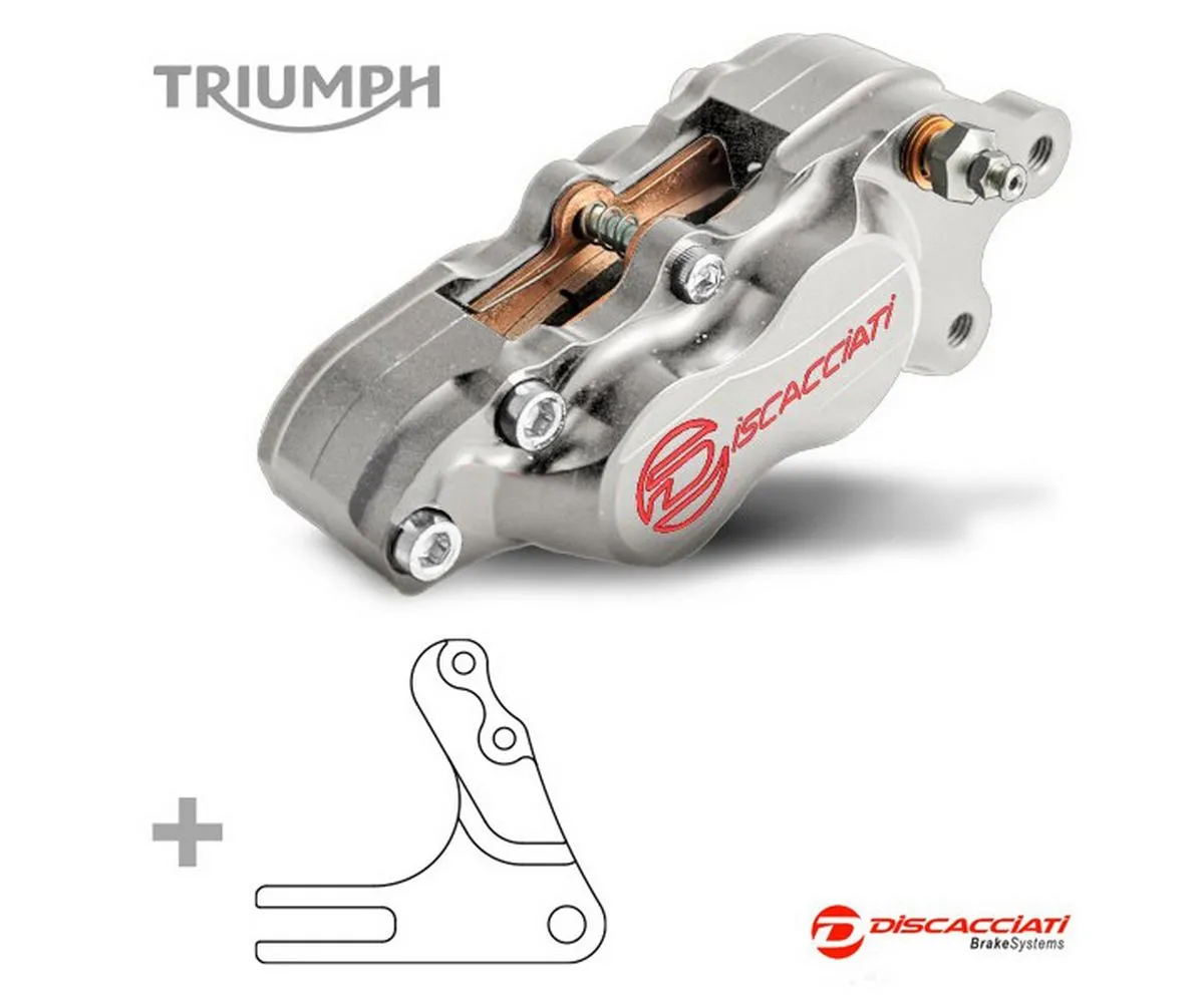 Kit Pinza Freno Posteriore Discacciati 4 Pistoni + Supporto E Distanziale Triumph Bonneville E Scrambler Ruote A Raggi Silver-FDKP600S-246481