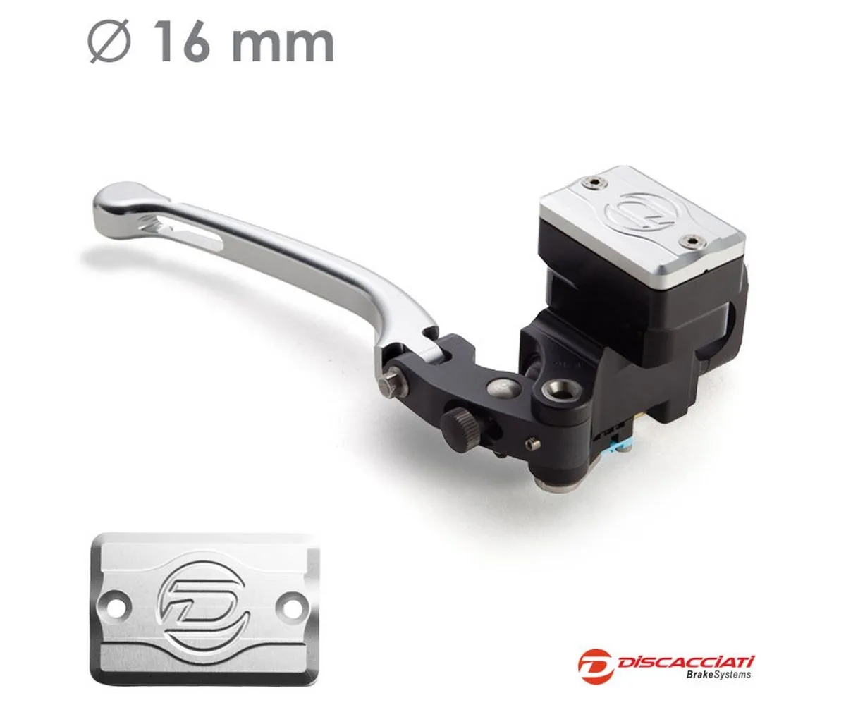 Pompa Radiale Freno Discacciati D.16 Leva Silver Con Serbatoio Olio Tappo Serbatoio Silver-FDR0008NKSS-246220